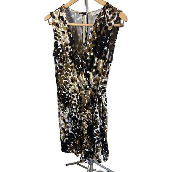 Emma and Michele Medium Sleeveless Patterned Dotted Faux Wrap Midi Dress - Picture 3 of 12